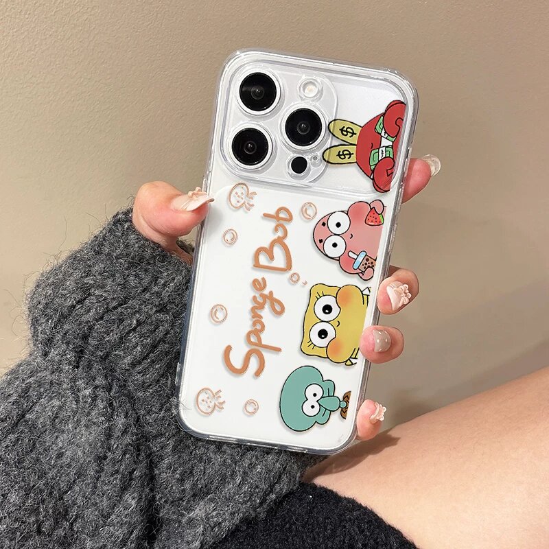 Чехол для iPhone 16 прозрачный с дизайном осьминога Спанк Боб для Apple iPhone 16