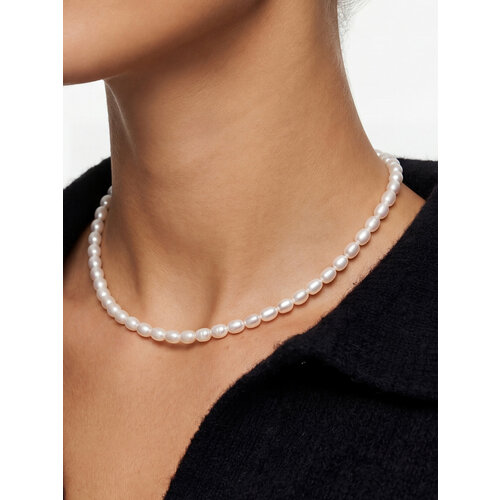 Колье LU Jewel, жемчуг пресноводный культивированный, длина 34 см, серебряный