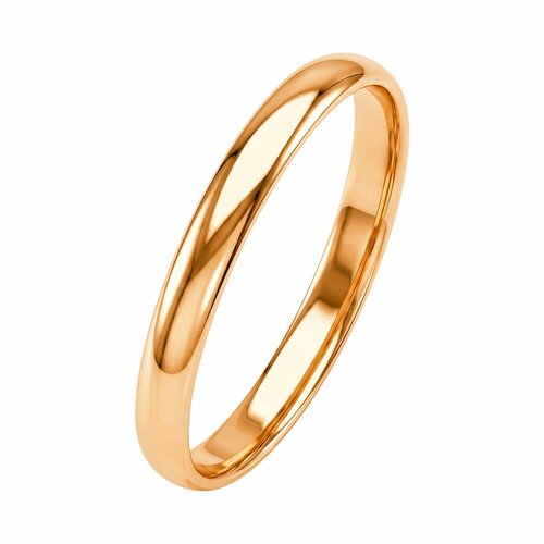 фото Кольцо обручальное 585gold, красное золото, 375 проба, размер 18, ширина 3 мм, красный