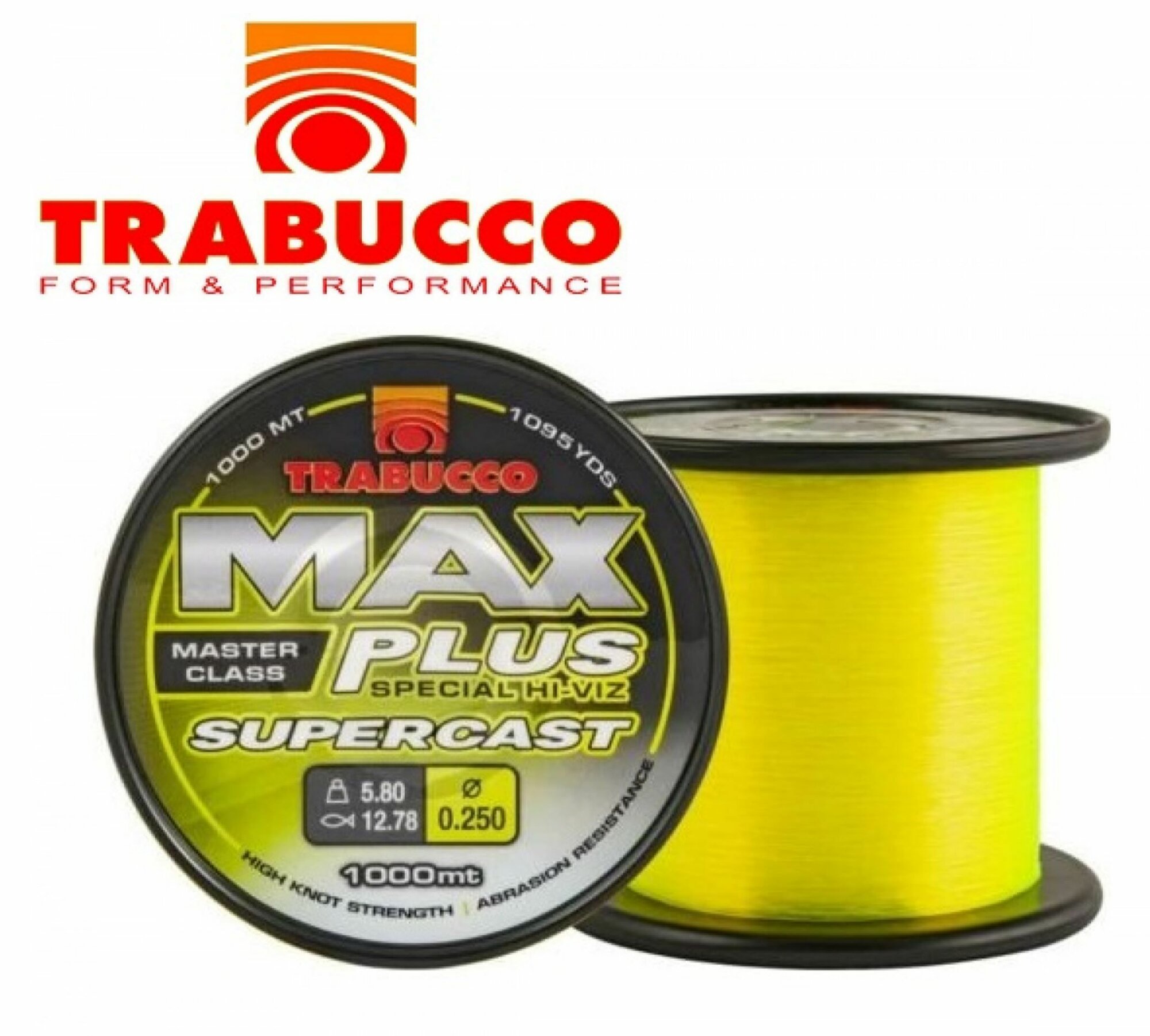 Леска монофильная флюоресцентная TRABUCCO Max Plus SUPERCAST 0.35мм 10.50кг 1000м для морской рыбалки флуо ярко желтая
