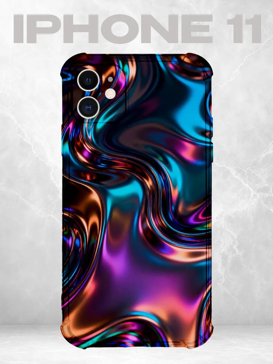 Чехол на iPhone 11 хром абстракция жидкий
