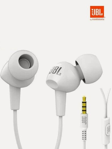 Изображение товара Наушники JBL C100Si, с микрофоном, проводные, внутриканальные, белые