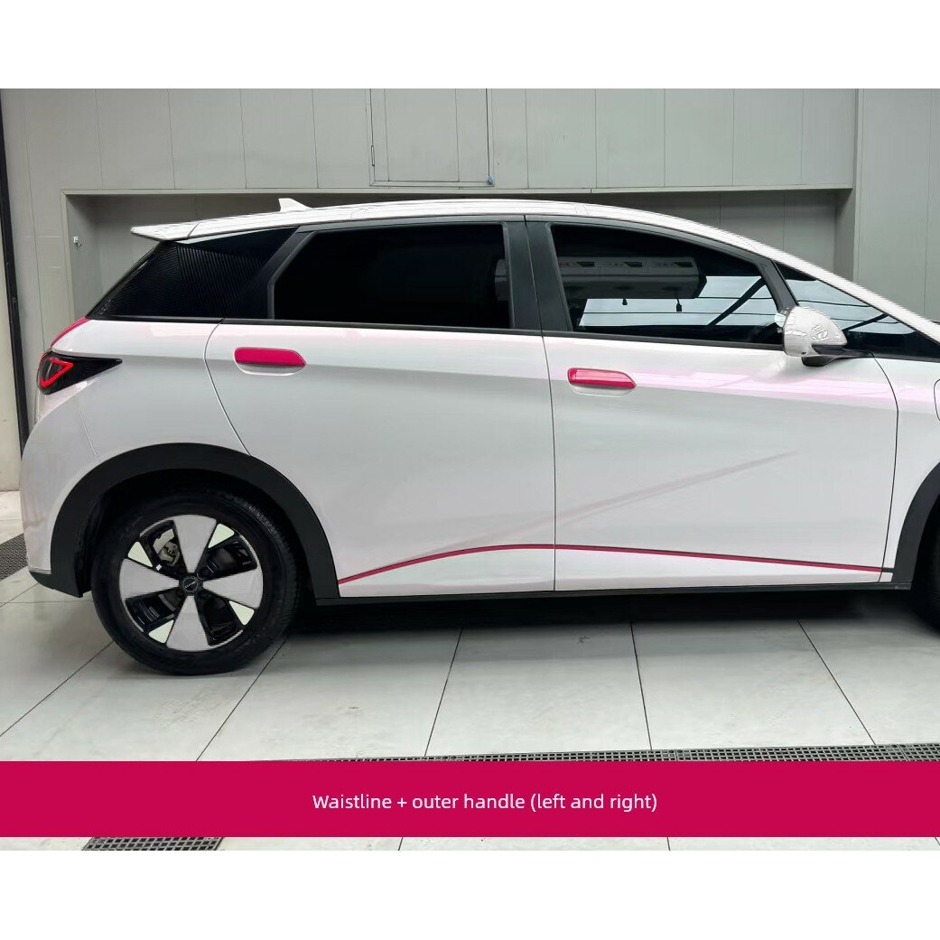 Наклейка для BYD Dolphin: боковая полоса и наружная ручка двери в свекольном пурпуре - защитная пленка с антицарапиной