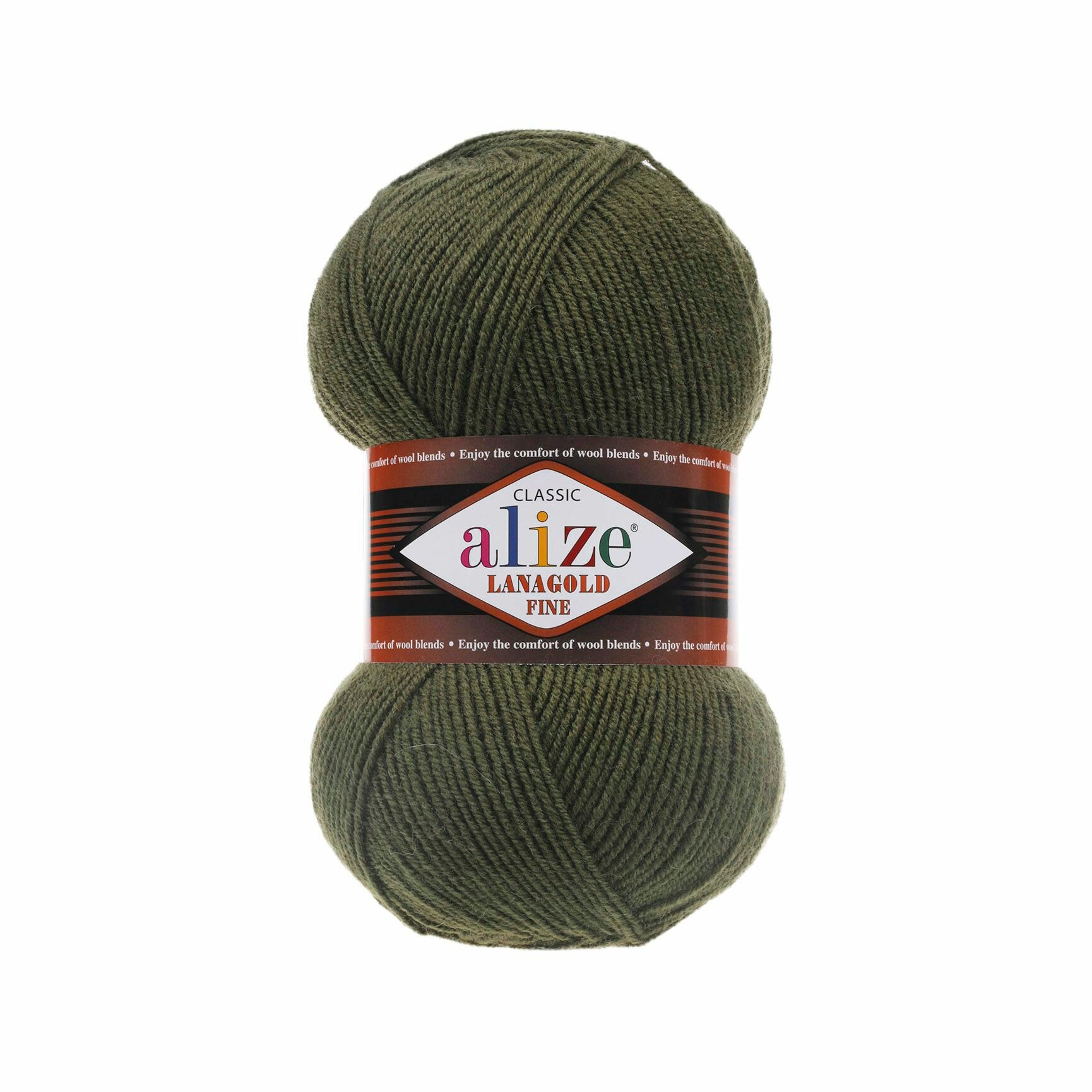 Пряжа для вязания Lanagold Fine Alize 1 моток (390 м, 100 гр), цвет 29 хаки