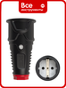 Кабельная розетка PCE 16A 220V 2P+E IP20 корпус черный, маркер красный 2510-sr, резиновый