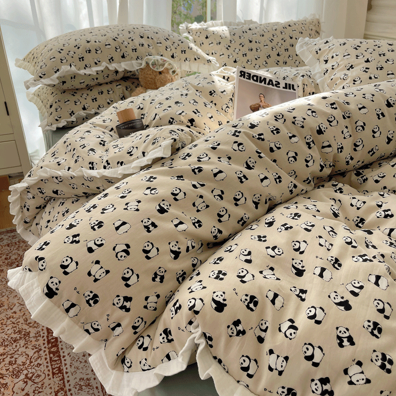 Комплект постельного белья Yalu Princess Style из 100% хлопка с жатой отделкой, четыре предмета, новая модель 2024