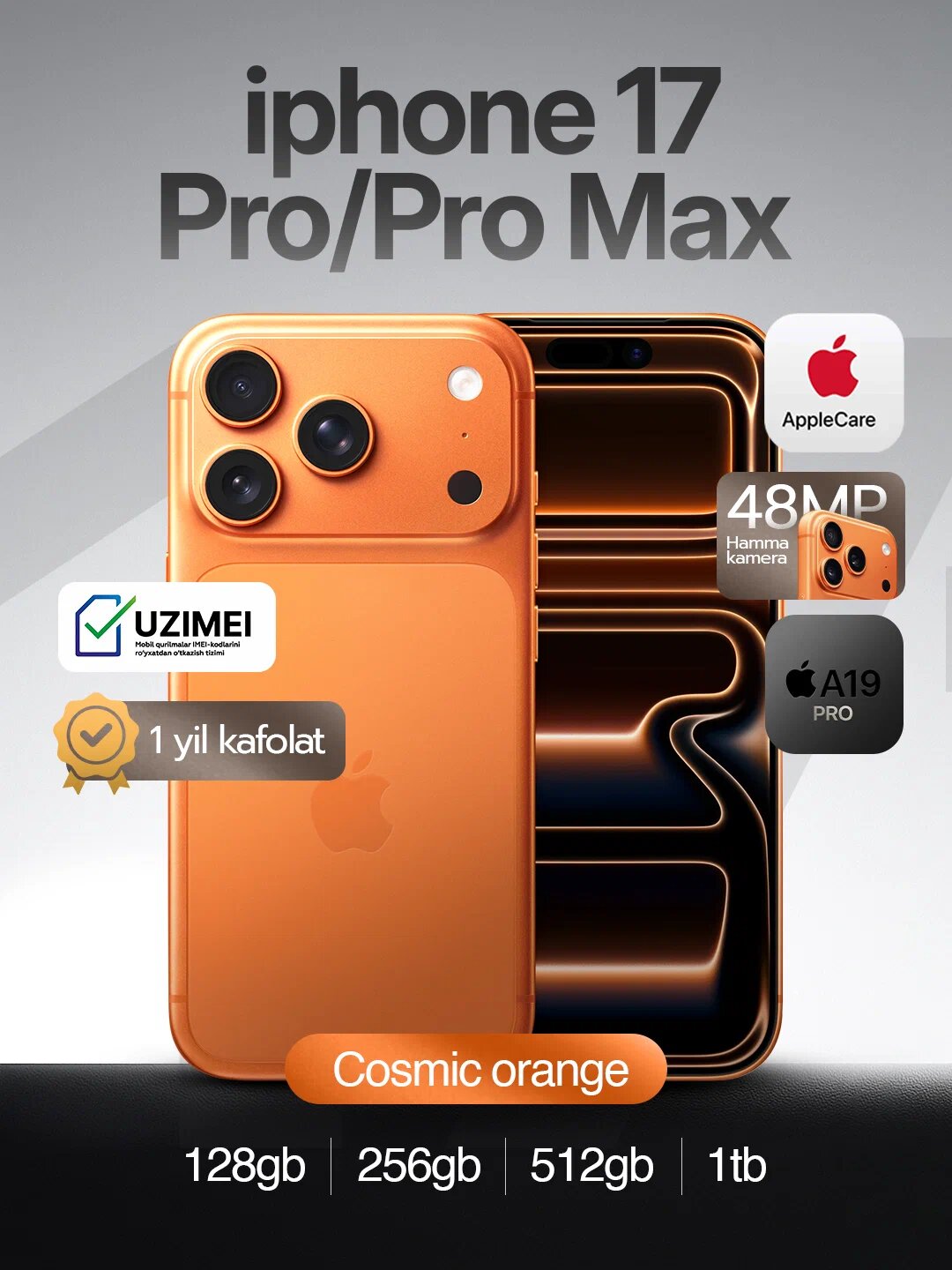 IPhone 17 Pro Max 256 GB - 6.9" Super Retina XDR, камера, 2868 x 1320, Original