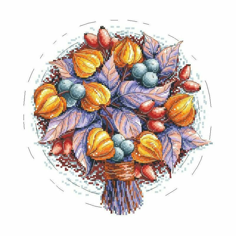 Hабор для вышивания Amishop Букет из цветов Фонарик , 14CT Aida, 23 x 24 см, 128 x 132 стежка, 31 цветов