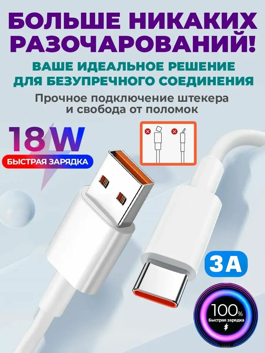 Быстрая зарядка для Oppo A53 2020 64GB Type-C белая / Адаптер и провод для телефона Оппо A53 2020 64GB