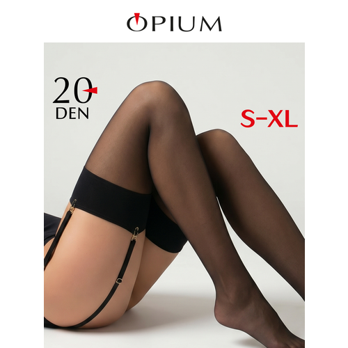 фото Чулки opium под пояс 20 ден, 20 den, размер 4/l, черный