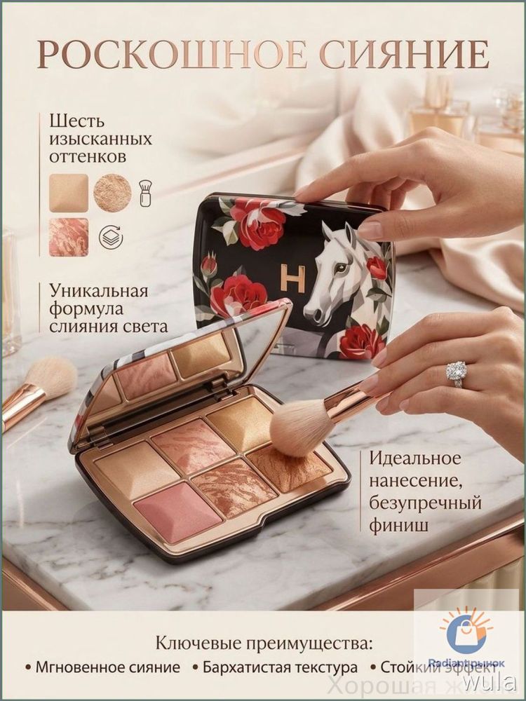 Палитра для лица Hourglass Ambient Lighting Palette 2025, румяна, хайлайтер, контурную -Horse