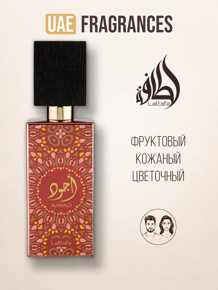 Lattafa Perfumes Ajwad Pink To Pink Парфюмерная вода с нотами кожи и фруктов, 60 мл