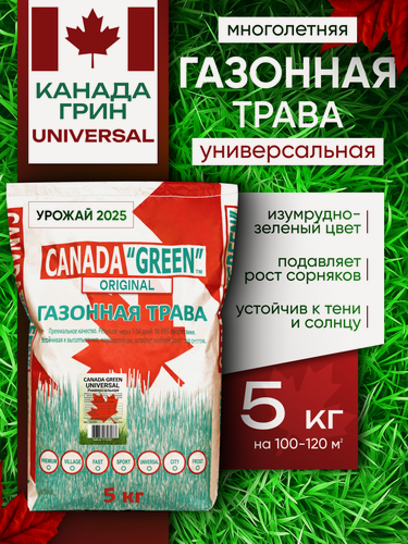 Изображение товара Газонная трава семена Канада Грин Универсальная 5 кг / Канада Грин Универсальный 5кг/ семена газона райграс, мятлик, овсяница