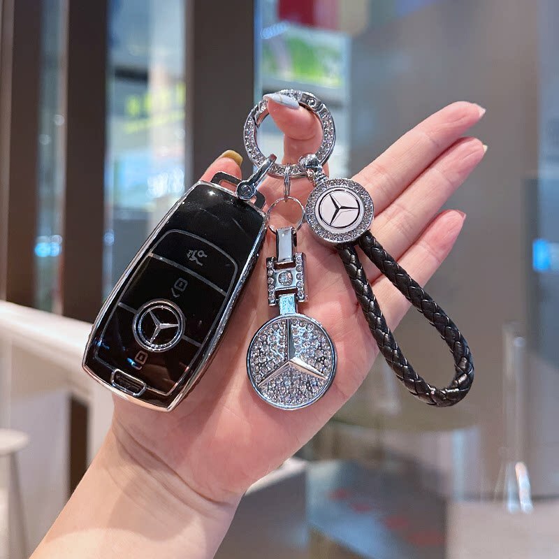 Черный чехол для ключей с логотипом Mercedes, пряжкой и веревкой для GLA220/GLA200