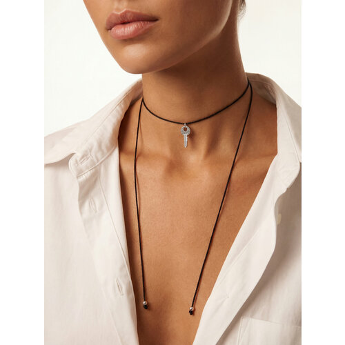 Колье LU Jewel, длина 115 см, серебряный, черный