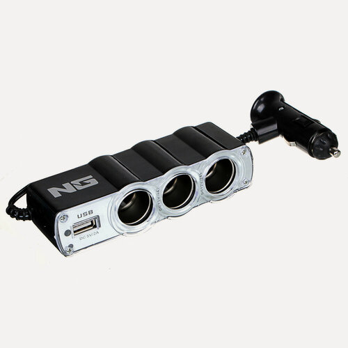 Изображение товара Разветвитель прикуривателя 3 гнезда + USB 12/24В пластик (NEW GALAXY)