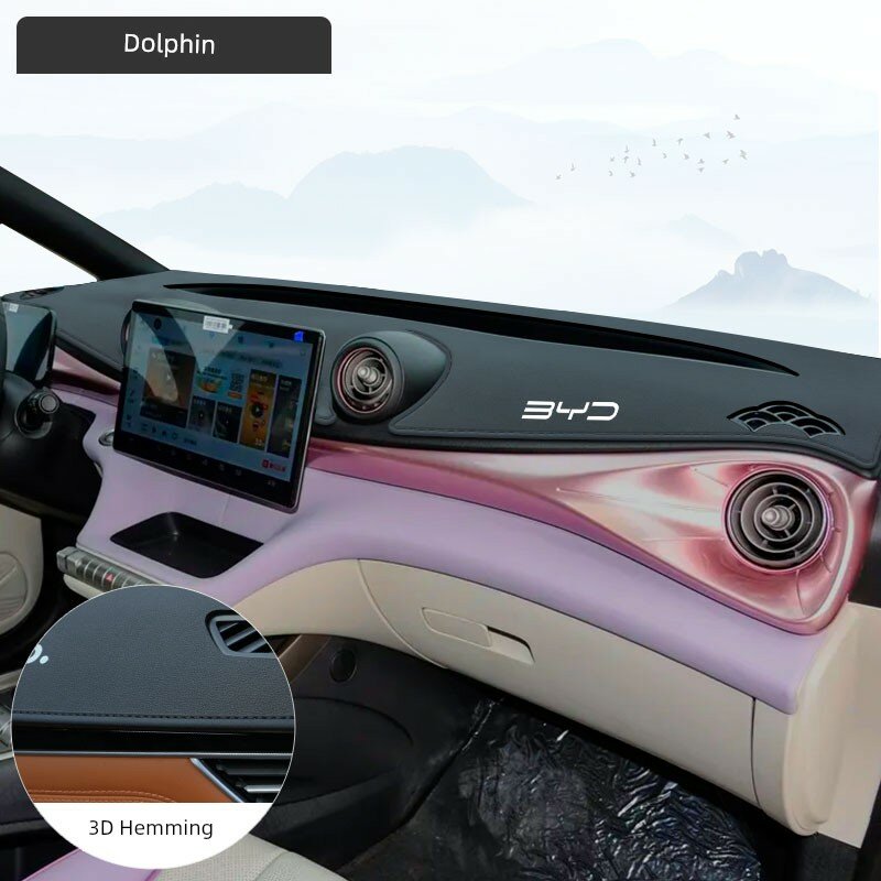 3D краевой шов автомобильная панель солнцезащитного коврика для BYD Dolphin, премиальная микрофибра, подходит для