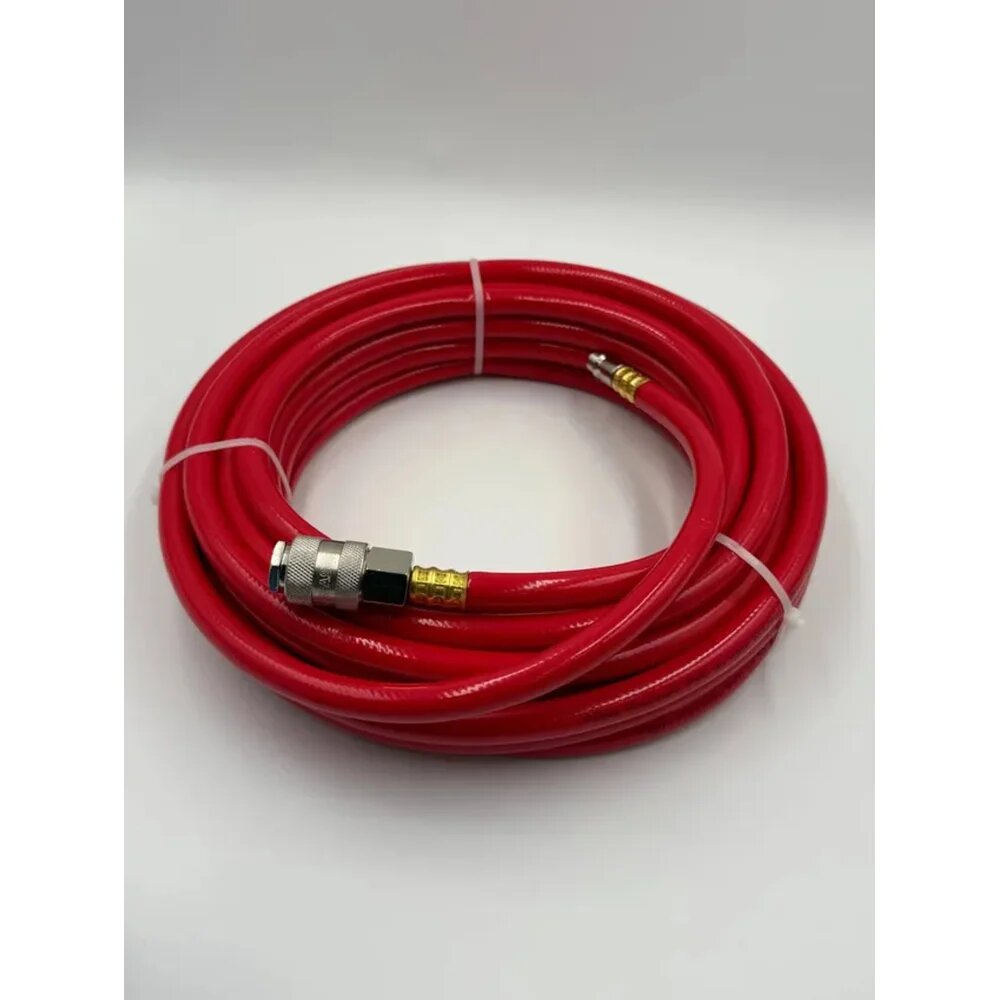 Шланг Pegas pneumatic резиновый армированный красный с быстр. соед. профи 15m 6-12mm 4970 — фото 1