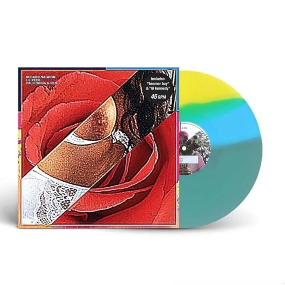 Виниловая пластинка Lil Peep - California Girls Vinyl, LP, Opaque Sky Blue, Transparent Electric Blue, Opaque Light Yellow Tri-Color Stripe,