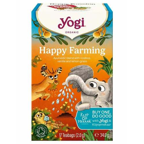 фото Чай в пакетиках yogi tea happy farming, ройбуш, ваниль и лемонграсс, 17 пакетиков