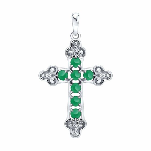 фото Подвеска diamant online, серебро, 925 проба, родирование, агат, размер 3.7 см., бирюзовый
