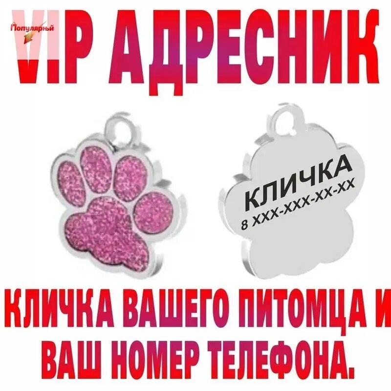 Адресник для собак и кошек . Лапка