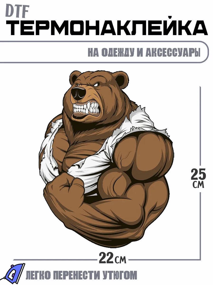 Термонаклейка bear muscle мускулистый медведь