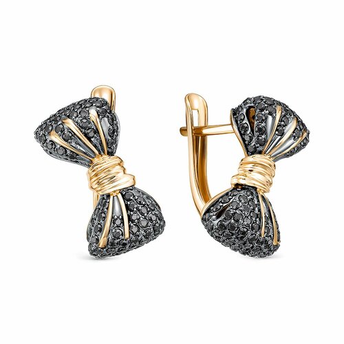 фото Серьги diamant online, красное золото, 585 проба, фианит, длина 1.7 см, , черный