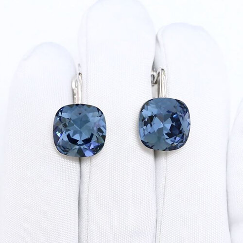 фото Серьги diamant online, серебро, 925 проба, родирование, кварц, длина 1.8 см, , голубой