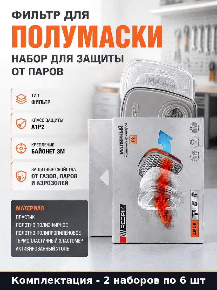 Комплект фильтров для малярных работ RESPIK F2 2 шт