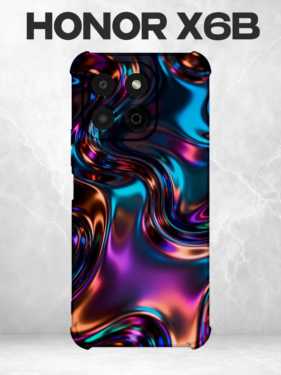 Чехол на Honor X6B хром абстракция жидкий