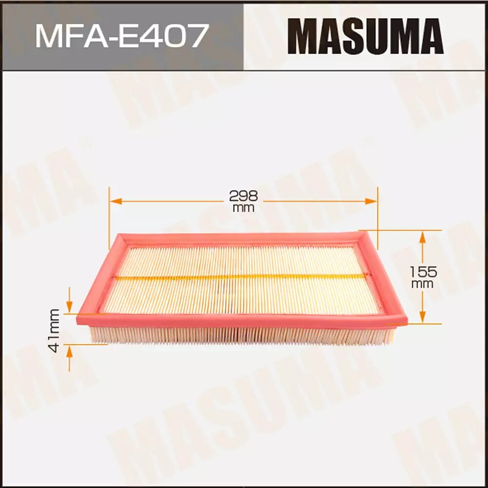 Фильтр воздушный Высота, H: 41 мм/Длина, W: 298 мм Masuma, MFA-E407