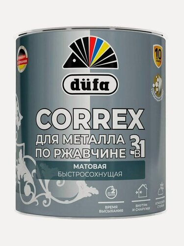 Изображение товара Грунт-эмаль по ржавчине матовая Dufa Correx 3 в 1 RAL-7024 графитовый серый 0.75 л