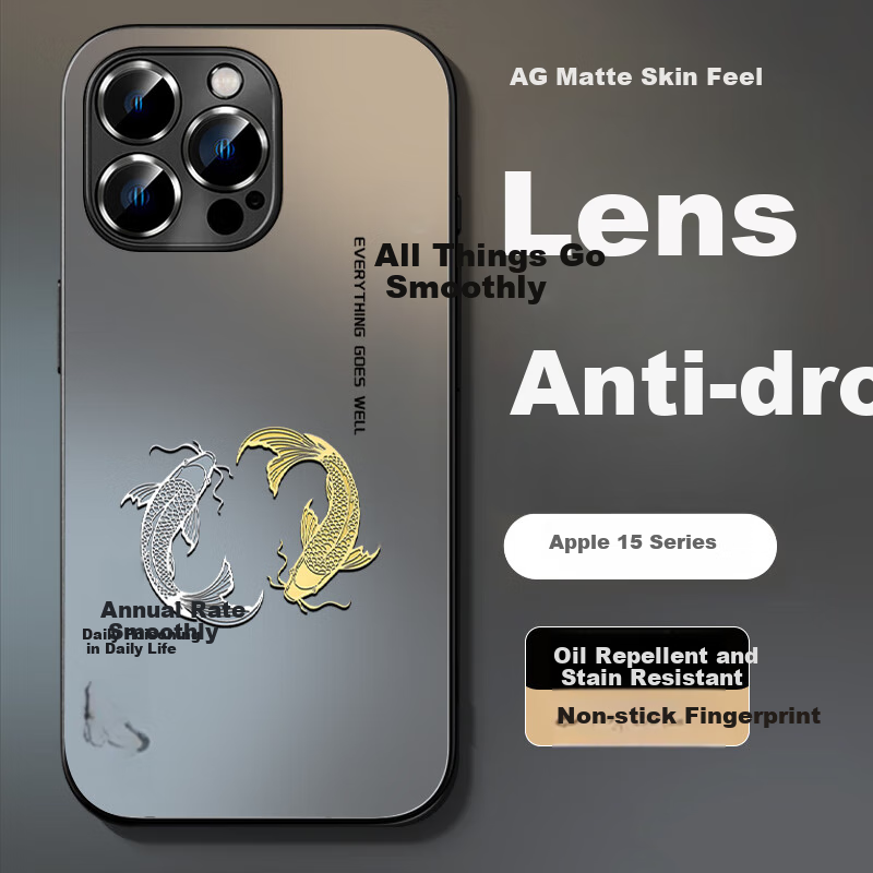 Чехол XP для iPhone 15 Pro Max с полным покрытием объектива и двойным рыбным кольцом - графитово-серый TPU