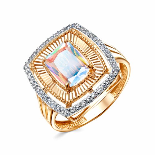 фото Кольцо diamant online, красное золото, 585 проба, кварц, фианит, размер 17.5, микс