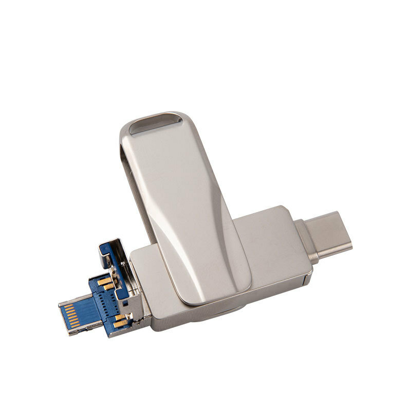 4-в-1 USB-драйв для Apple и Android с Type-C, 512 ГБ, серебристый цвет для iPhone, Samsung, ПК - высокая скорость