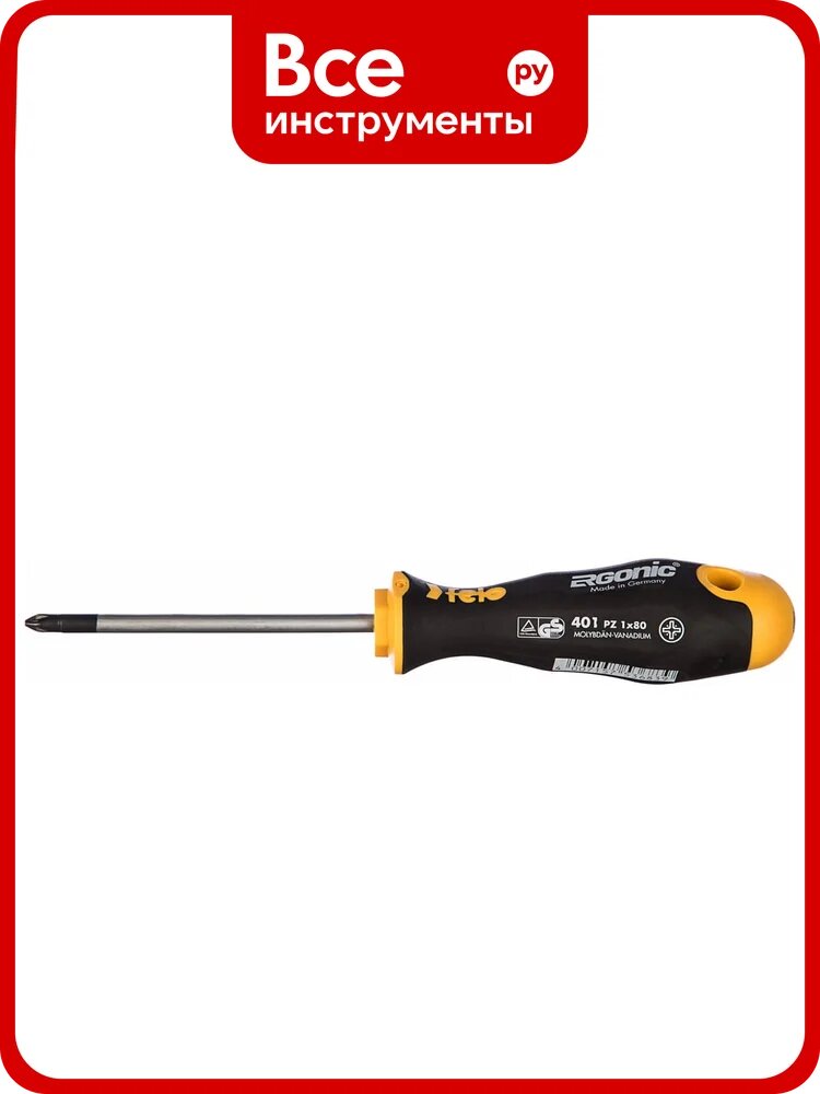 Отвертка Felo Ergonic PZ 40110210, хромомолибденовая сталь, 80 мм