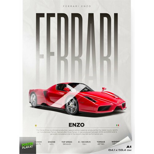 Постер на стену с машинами, Ferrari Enzo, авто Феррари, для интерьера, А1 (85 х 60 см), Постер Плакат