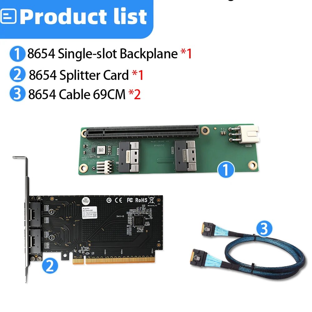 ADT-Link Райзер PCI-E 4.0 X16 8654 Kit-B