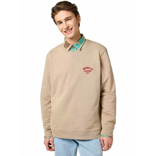 фото Свитшот wrangler men small logo crew, размер m, , коричневый