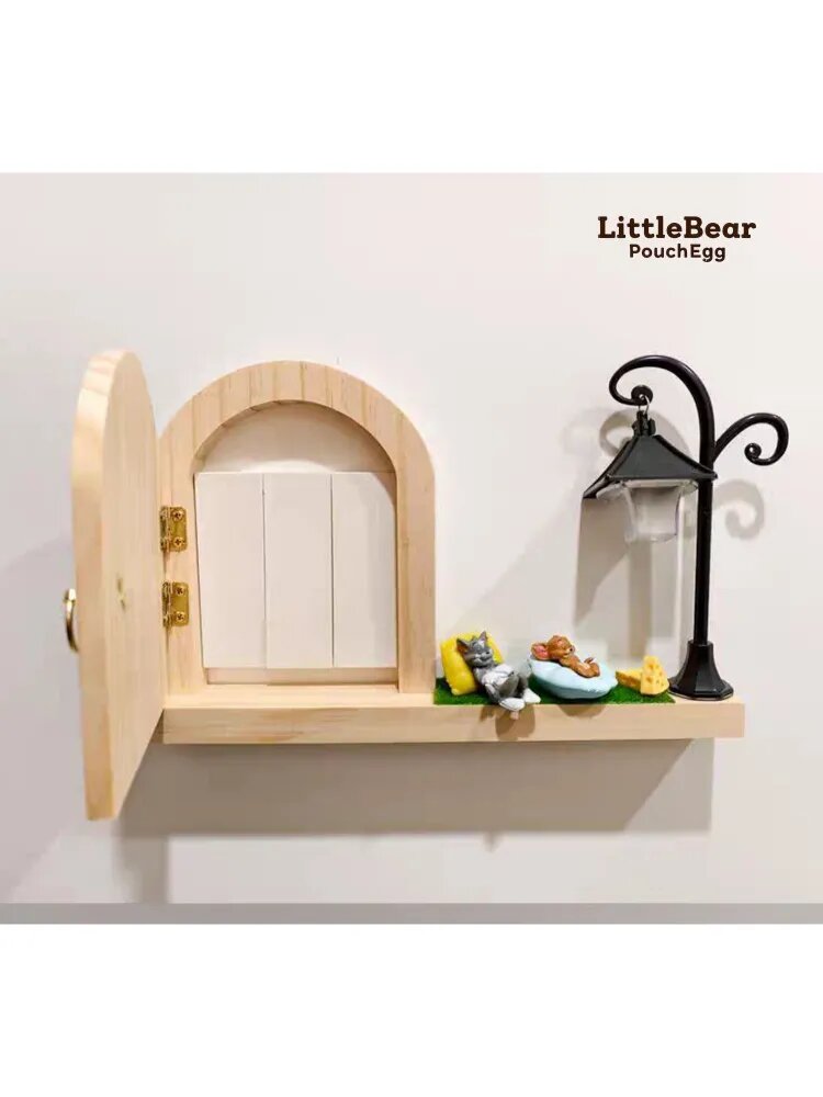 LittleBearPouchEgg Статуэтка Кот и Мышь во сне, высота 15 см, длина 25 см