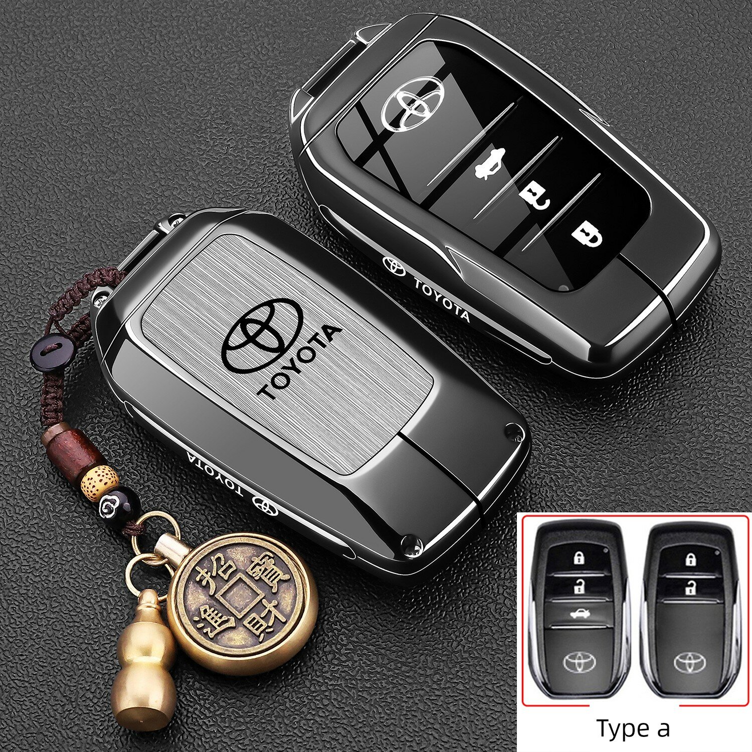 Чехол для ключа Toyota для RAV4, Venza и Corolla Cross - Матовая деревянная текстура с поворотной пряжкой, премиальная