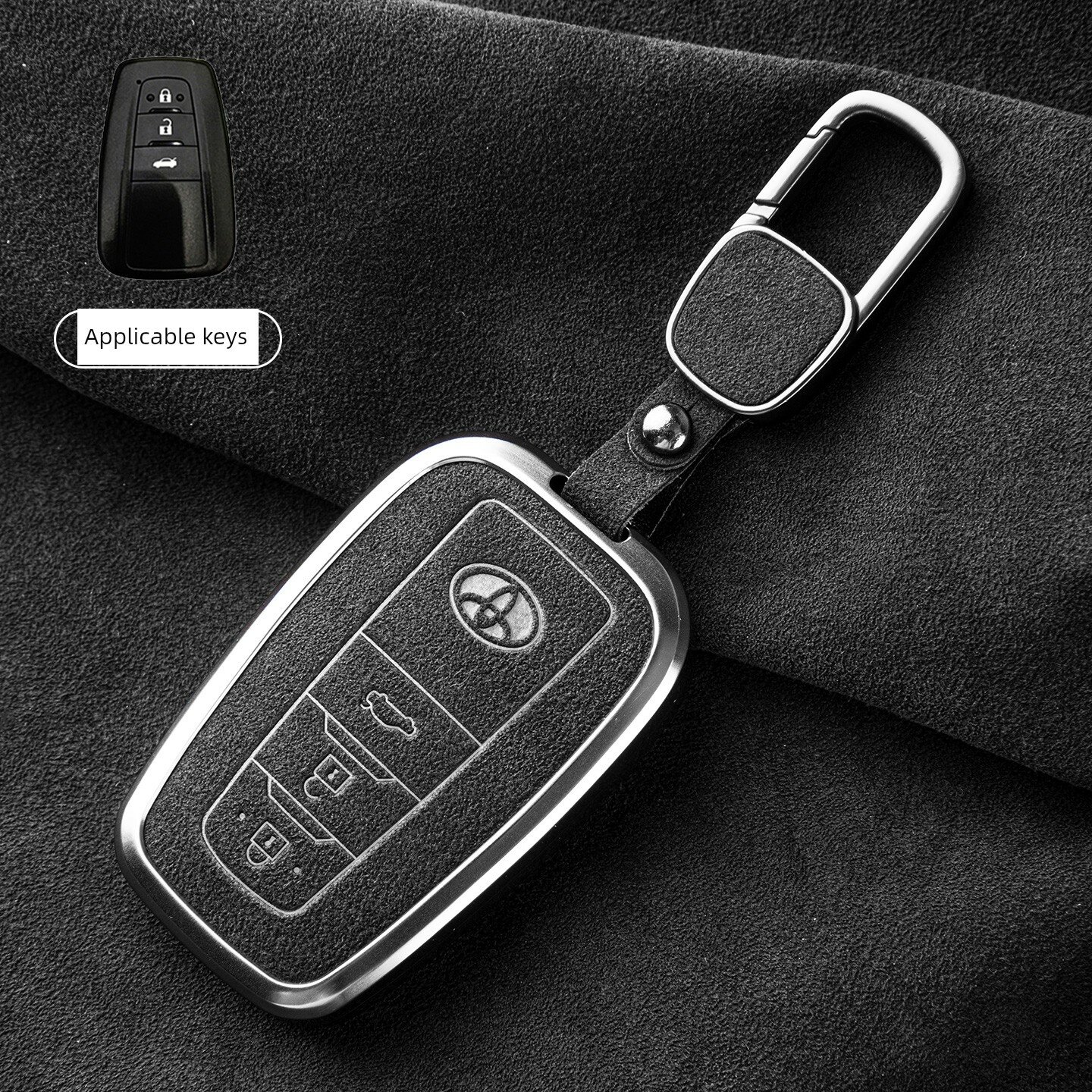 Премиум итальянский алькантара чехол для ключа Toyota Highlander 2015-2025 B Style 3-кнопочный, угольно-серый