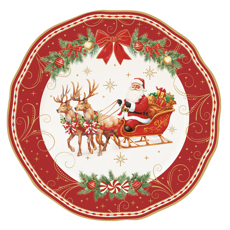 Тарелка десертная Christmas Heritage D20 см фарфоровая новогодняя Easy Life R3402/CHER
