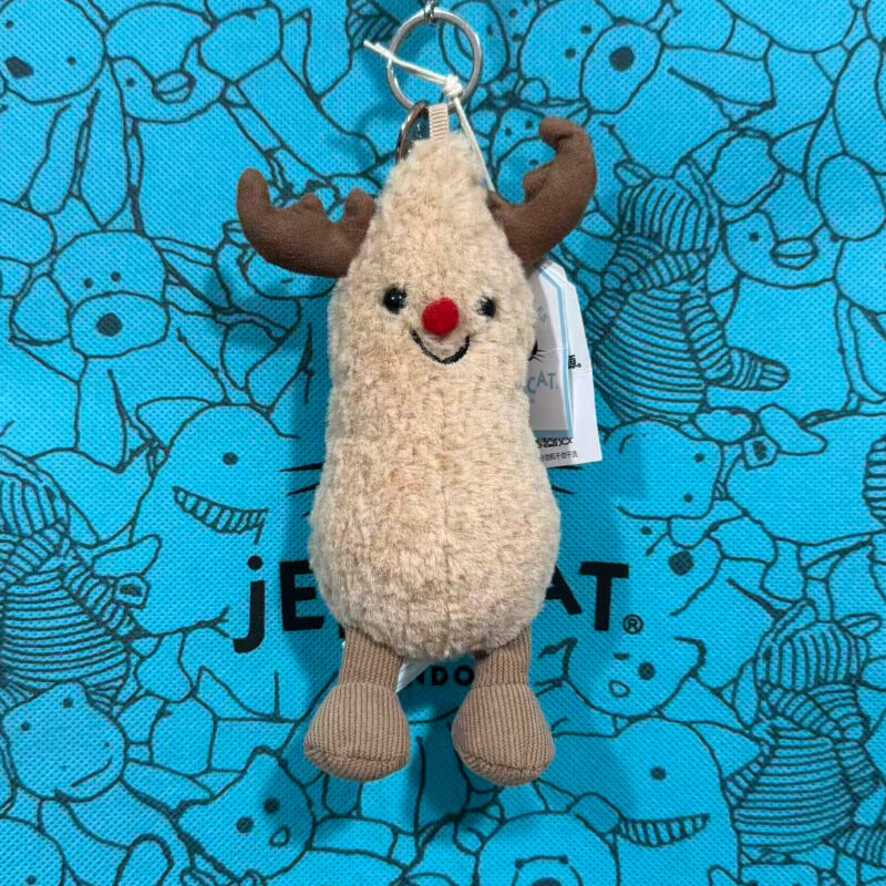 Плюшевый брелок Jellycat Reindeer Peanut для сумки, подвеска, игрушка, подарок без пылевого мешка - 1 шт