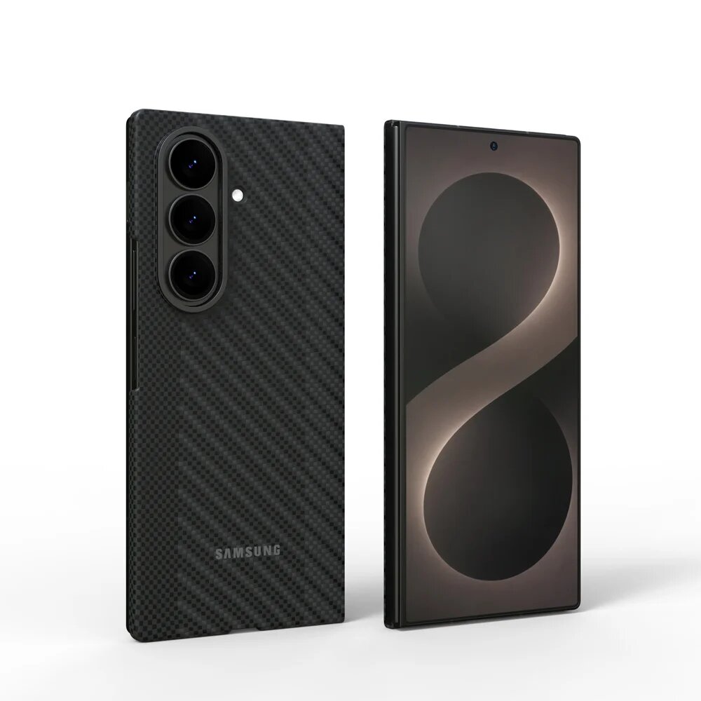 Чехол для Samsung Galaxy Z Fold 8 Ultra из углеродного волокна с магнитным креплением, Black