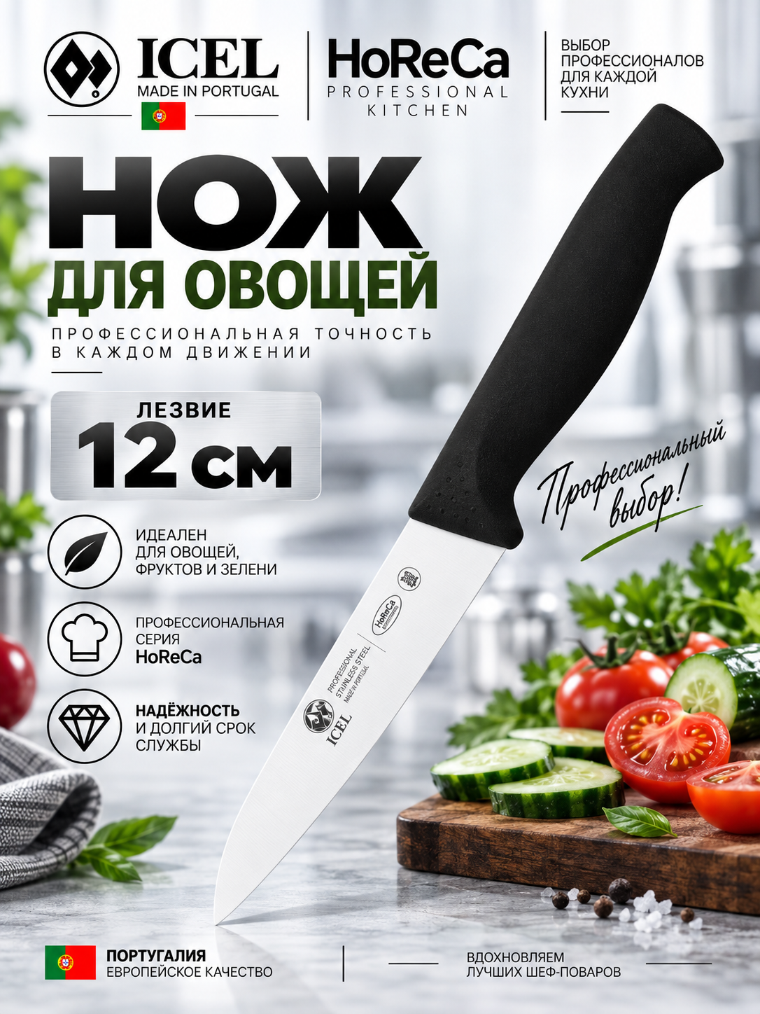 Нож для овощей длина 120/230, ICEL HoReCa, нержавеющая сталь
