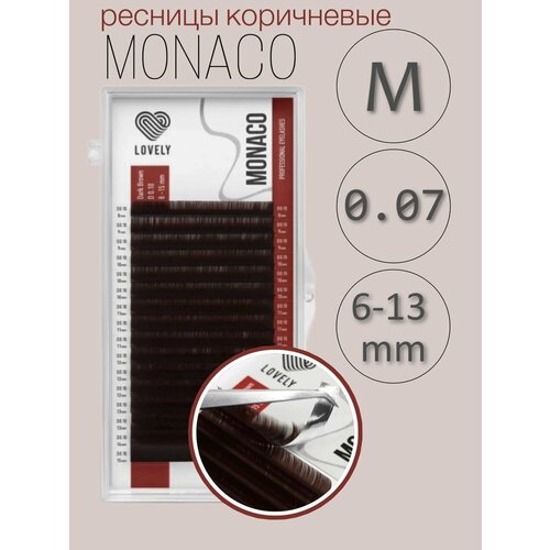 фото Темно-коричневые ресницы lovely "monaco" mix m 0.07 6-13мм (16линий)