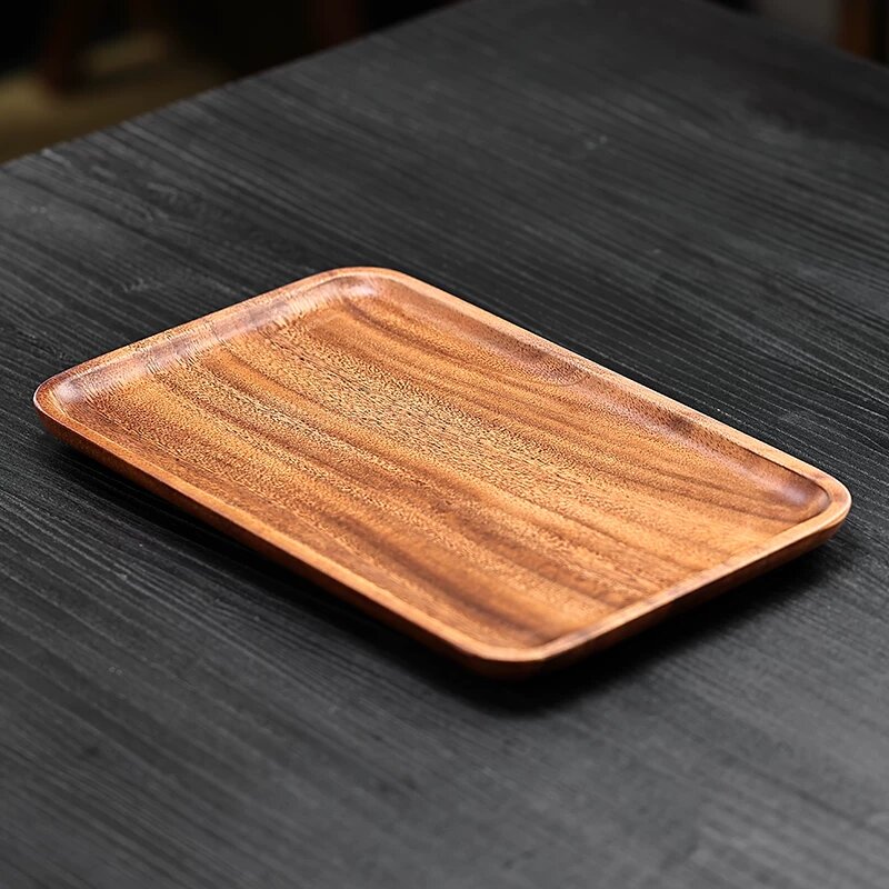 Поднос из ореха, прямоугольный, 30x20x2 см, для чайных сервизов и закусок, натуральный деревянный поднос