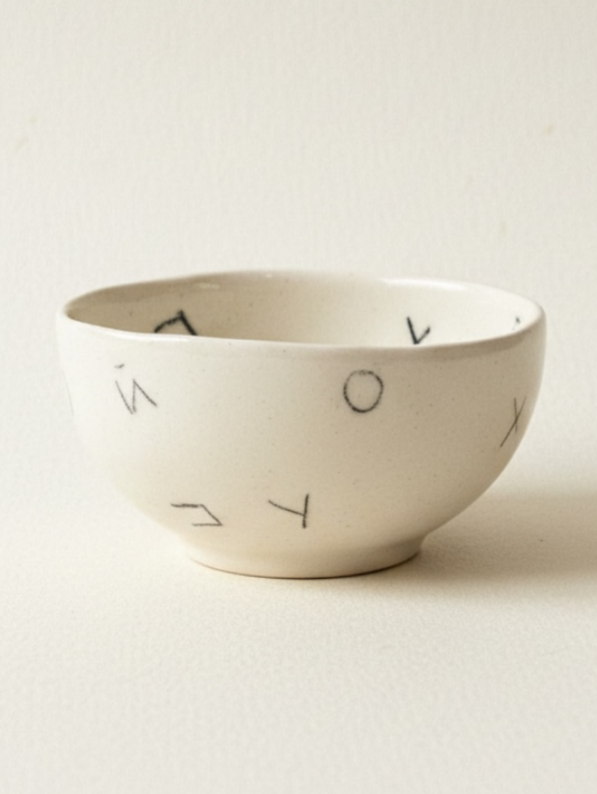 Пиала ручной работы Катя Вебер с надписью «П***й, белая, керамика, 125 мл